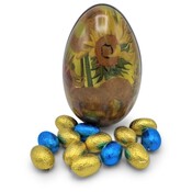 Typisch Hollands Paasei (blik ) gevuld met chocolade eitjes -  (Zonnebloemen)