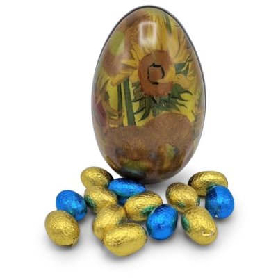 Typisch Hollands Easter egg (tin) filled with chocolate eggs - (Sunflowers) 150 grams