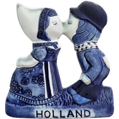 Typisch Hollands Magnet Holland - Küssendes Paar - Delfter Blau