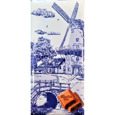 Typisch Hollands Melk chocoladereep -Delfts blauw (Molen - bij brug)
