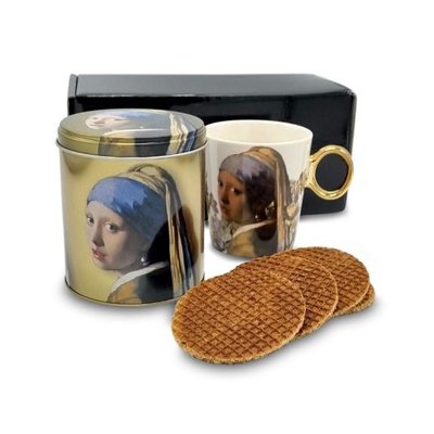 Typisch Hollands Exclusive gift set Vermeer (The girl with the pearl) with syrup waffles