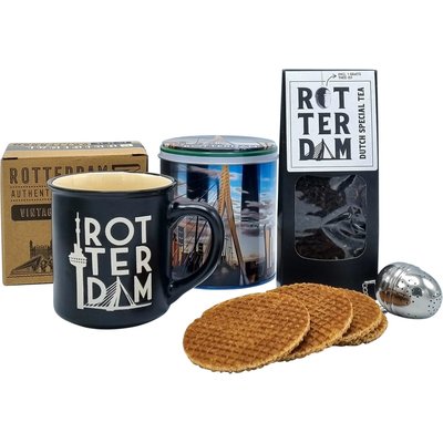 Typisch Hollands Tee - Becher und Stroopwafels aus der Dose - Rotterdam - GRATIS Tee-Ei