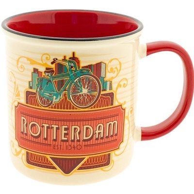 Matix Mok Rotterdam - Wit met rood oor en rode binnenzijde