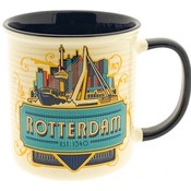 Typisch Hollands Mok Rotterdam - Wit met blauw oor - blauwe binnenzijde