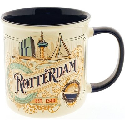 Typisch Hollands Mug Rotterdam - White with blue ear - blue inside