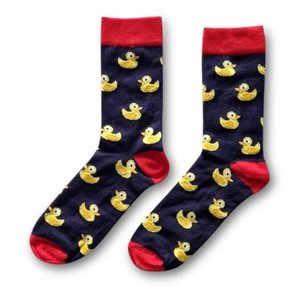 Typisch Hollands Damensocken - Rubber Ducks - Schwarz - Roter Absatz