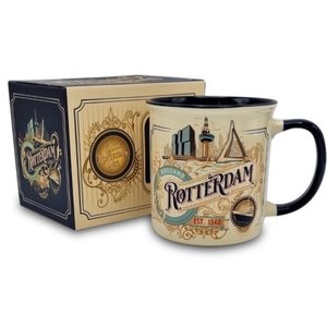 Typisch Hollands Mug Rotterdam - White with blue handle - blue interior