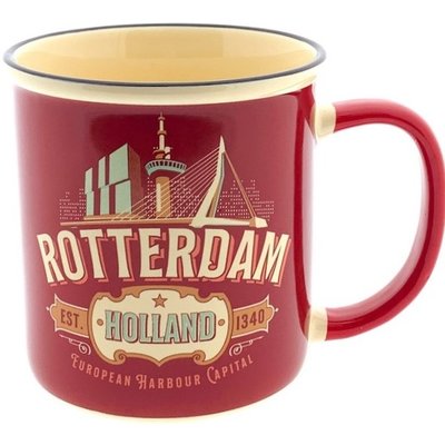 Typisch Hollands Mok Rotterdam - Rood - all-over.