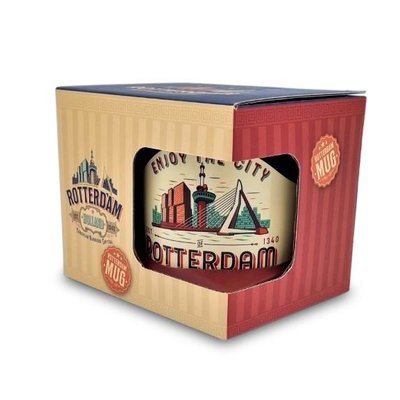 Typisch Hollands Mok Rotterdam - Wit met rood oor