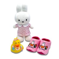 Typisch Hollands Miffy Geschenkset - Kuscheltier und Hausschuhe und Badeente