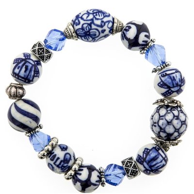 Heinen Delfts blauw Armband aus Kristallglas und Delfter Blau
