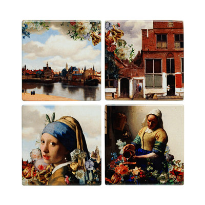 Heinen Delfts blauw Luxe onderzetters - Aardewerk - Johannes Vermeer