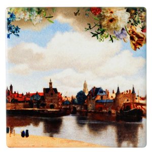 Heinen Delftware Magneet - Gezicht op Delft - Johannes Vermeer