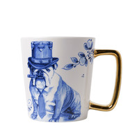 Typisch Hollands Delft blue - Luxury mug - with golden ear. - Dog