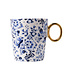 Typisch Hollands Delft blue - Luxury mug - with gold ear. - Floral motif