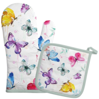 Typisch Hollands Luxury Kitchen Set-2 Pieces (Oven Mitt and Potholder) Butterflies