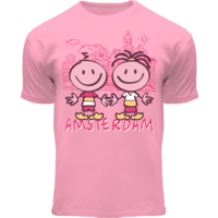 Holland fashion Kids T-shirt -pink/fuchsia Huisjes Amsterdam