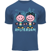 Holland fashion Kids T-shirt Denim blauw  Huisjes Amsterdam