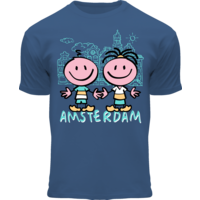 Holland fashion Kids T-shirt Denim blauw  Huisjes Amsterdam