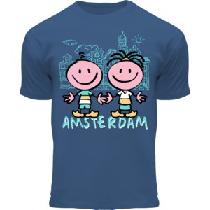 Fox Originals Kinder T-Shirt Jeansblau Häuser Amsterdam