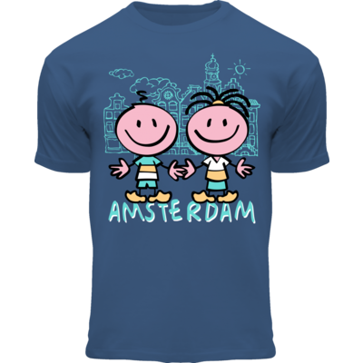 Holland fashion Kids T-shirt Denim blauw  Huisjes Amsterdam