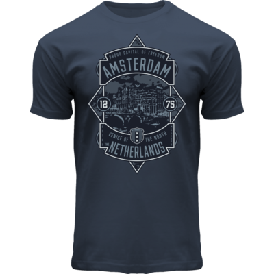 Holland fashion Amsterdam T-Shirt Blue Dusk - Nordamsterdam