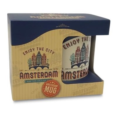 Typisch Hollands Kleine mok in geschenkdoos - Vintage Amsterdam - Huisjes
