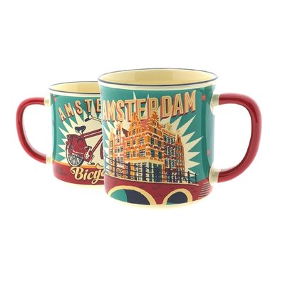 Typisch Hollands Große Tasse in Geschenkbox - Vintage Amsterdam Türkis Fahrräder - Kopie - Copy