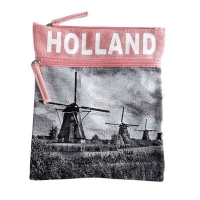 Robin Ruth Denim Nektas - Passport bag - Holland windmills - Pink