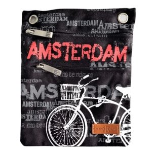 Robin Ruth Fashion Passport bag - Amsterdam - Bicycle - Black-White-Red