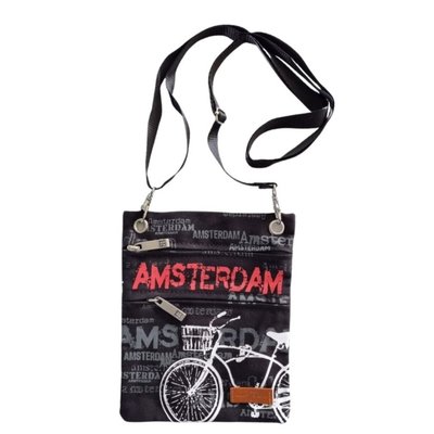 Robin Ruth Fashion Nektas - Paspoorttas - Amsterdam - Fiets - Zwart-Wit-Rood