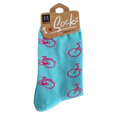 Typisch Hollands Damensocken - Radsport - (Azurblau mit Rosa)