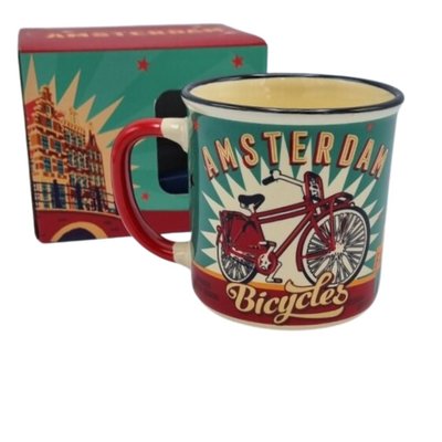 Typisch Hollands Große Tasse in Geschenkbox - Vintage Amsterdam Türkis Fahrräder - Kopie - Copy