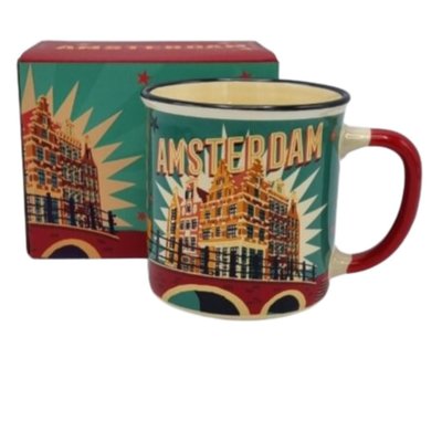 Typisch Hollands Kleine mok in geschenkdoos - Vintage Amsterdam turquoise