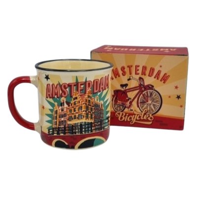 Typisch Hollands Kleine mok in geschenkdoos - Vintage Amsterdam geel