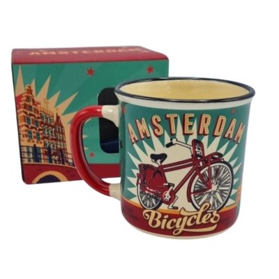 Typisch Hollands Große Tasse in Geschenkbox - Vintage Amsterdam Türkis Fahrräder - Kopie - Copy