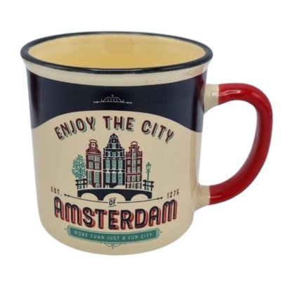 Typisch Hollands Kleine mok in geschenkdoos - Vintage Amsterdam - Huisjes