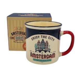 Typisch Hollands Kleine mok in geschenkdoos - Vintage Amsterdam - Huisjes