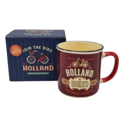 Typisch Hollands Kleine mok in geschenkdoos - Vintage Holland bikes red