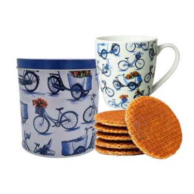 Typisch Hollands Stroopwafels in a tin & Coffee mug - Cycling