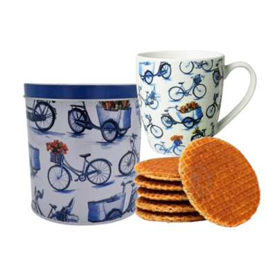 Typisch Hollands Stroopwafels in der Dose & Kaffeebecher - Radfahren