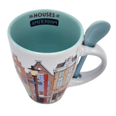 TTD Gifts Becher mit Löffel Amsterdam in Geschenkverpackung