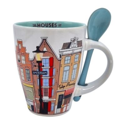 TTD Gifts Becher mit Löffel Amsterdam in Geschenkverpackung