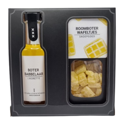 Typisch Hollands Boterbabbelaar - Likorette – Snoep Roomboterruitjes - geschenkset