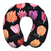 Robin Ruth Fashion Neck Pillow - Tulips - Black