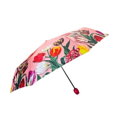 Typisch Hollands Luxe Tulpen-Paraplu roze in opbergetui