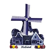 Typisch Hollands Magneet dorpsmolen - Polyprint - Holland - ( Delfts blauw)