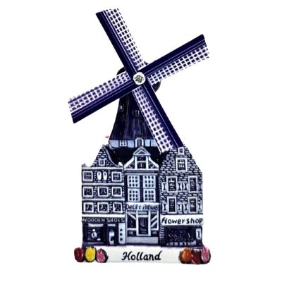 Typisch Hollands Magnetwindmühle - Polyprint - Holland - (Delfter Blau)