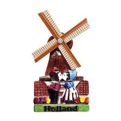 Typisch Hollands Magneet Molen - Polyprint - Hollands kuspaar.