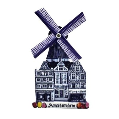 Typisch Hollands Magneet Molen - Polyprint - Holland - Amsterdam ( Delfts blauw)